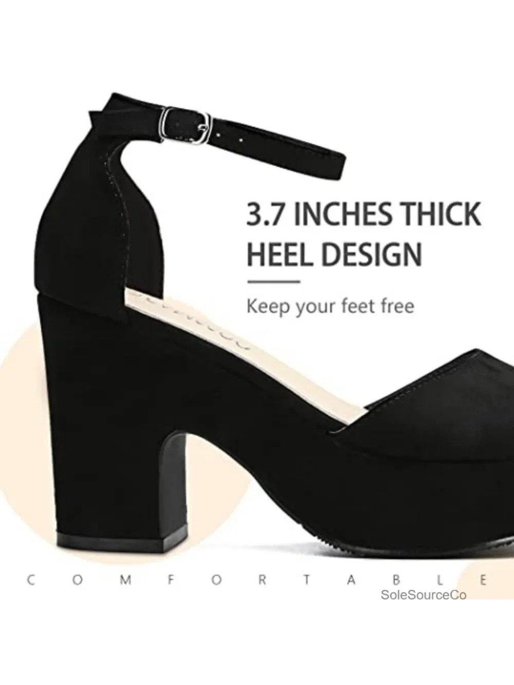 Suede Chunky Heel Platform Sandals Open Toe Ankle Strap Wedges